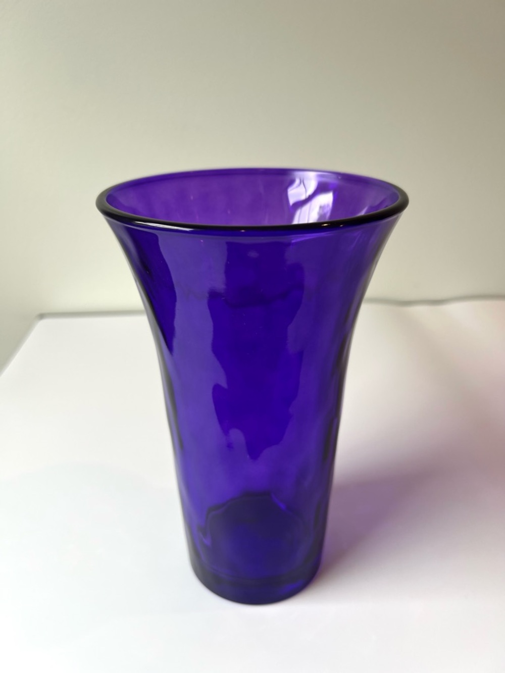 Libbey Rich Jewel-Tone Purple Glass Vase 8” x 5", Flared Rim, Violet Art Glass